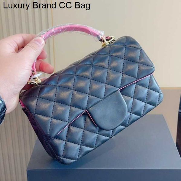 

cc cross body women designer handbags cross body purse lambskin leather pink black channel small flap bag with handle ladies crossbody side