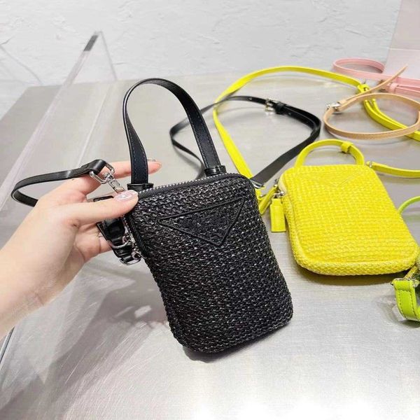 

new fashion bag wholesale market new hand diagonal linen sweet shoulder grass woven hollow phone zero wallethigh