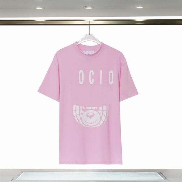

women's tea polo t-shirt, famous designer, pure cotton, printed animal, cute bear couple, the same casual fashion summer dress, Black