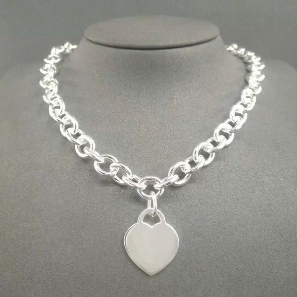 

s925 sterling silver necklace for women classic heart-shaped pendant charm chain necklaces luxury brand jewelry necklace j5gy#