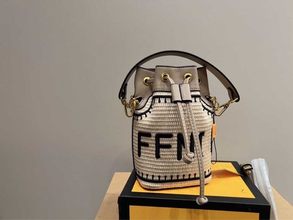 

brand shoulder bags for 2023 embroidered letter straw drawstring bucket bag single shoulder messenger handbag women's mini new quality