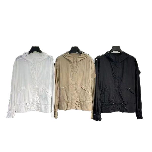 

designer women trench coats short large butterfly sleeve hooded loose thin sun protection suit windbreaker outdoor casual fit jacket top, Tan;black