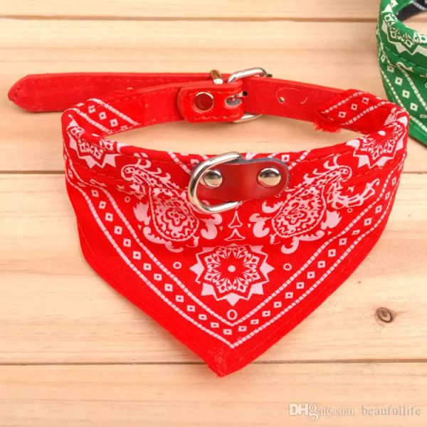 

Pet Dog Collar Leather Collars Lead Adjustable Pets Cat Scarf Bandana Neckerchief Mix PU Necklace Decoration