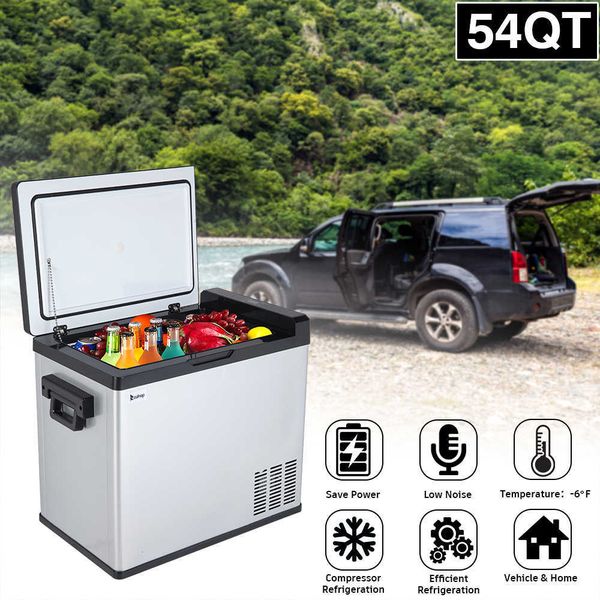 

50l car home refrigerator compressor 12/24v 110-240v touch screen portable mini fridge food drink er stainless steel r230225