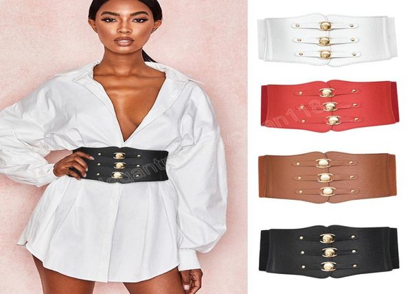 

pu leather slimming body women belt super wide ladies dress belt elastic white black corset belt female waistband4613763, Black;brown