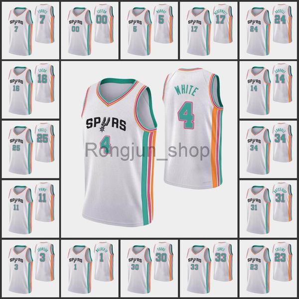 

2021-22 printed men basketball dejounte murray derrick white devin vassell bryn forbes jock landale 75th anniversary city 2022 edi306r, Black;red