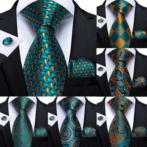 

neck ties men tie teal green paisley striped novelty design silk wedding tie for men handky cufflink gift tie set dibangu party business j23, Blue;purple