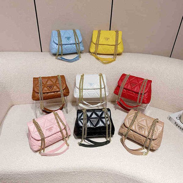 

2023 new luxury fashion bag chain solid color soft leather rhombic lattice embroidered thread messenger singlehigh
