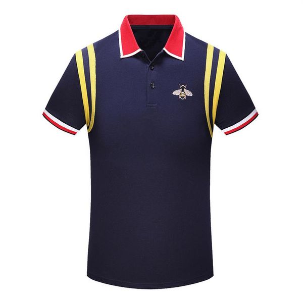

2021 italy designe stripe polo- shirt t shirts luxury snake polos bee floral embroidery mens high street fashion polo t-shirt302g, White;black