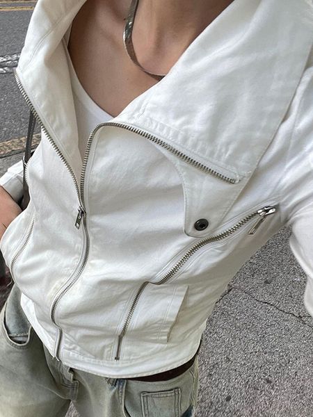 

women s jackets y2k zipper pockets cargo knitted turn down collar vintage grunge korean streetwear coat women autumn white outwear 230225, Black;brown