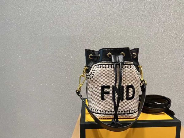 

75%off fashion shoulder bags for straw letter drawstring bucket woven wide strap single shoulder messenger bag women luxury crossbody handba