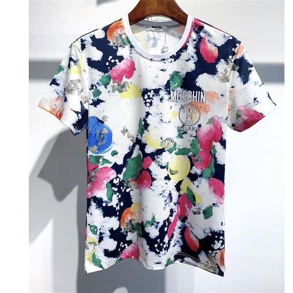 

men's t-shirt summer short-sleeved high-quality fashion printed pattern casual outdoor men's t-shirt round neck clot299n, White;black