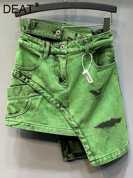 

skirts deat fashion women's skirt high waist asymmetric sashes tie dye streetwear above knee denim summer 2023 17a1759 230225, Black