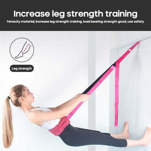

yoga stripes door flexibility waist stretching strap yoga fitness stretching leg pull trainer ballet tension rope ligament resistance band j
