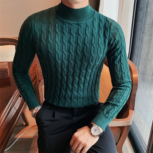 

men's t-shirts autumn winter turtleneck fashion simple slim sweater men clothing high collar casual pullovers knit shirt plus size s-3x, White;black