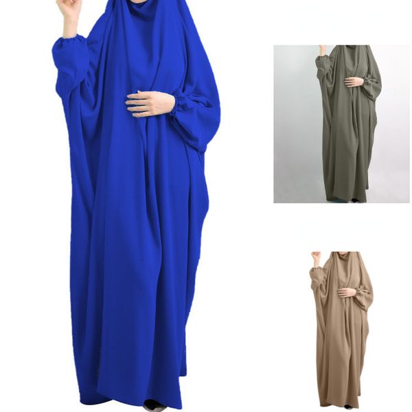 

ethnic clothing eid bat sleeve hooded robe muslim women hijab prayer garment jilbab abaya full face middle east dubai dress islamic clothing, Red
