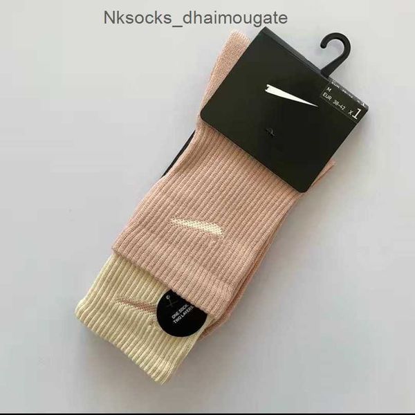 

men's luxury fashion socks women's hook brand stockings designers fake two pairs splicing high tube women men sports yoga breathab, Black