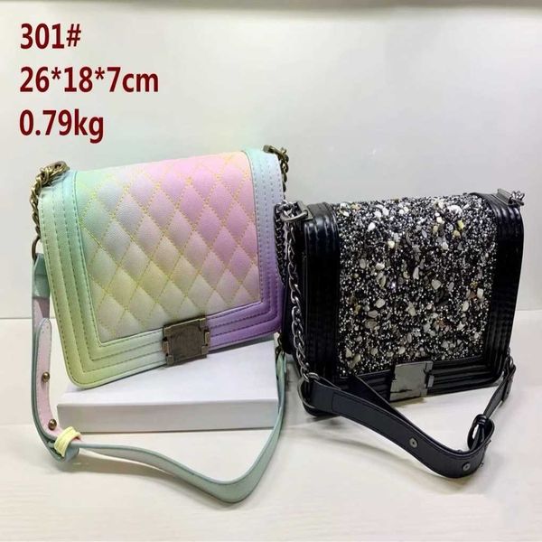 

80% 2023 luxury syntic lear zipper pocket in middle the lock catch small square style rhombic soft face messenger baghigh quality