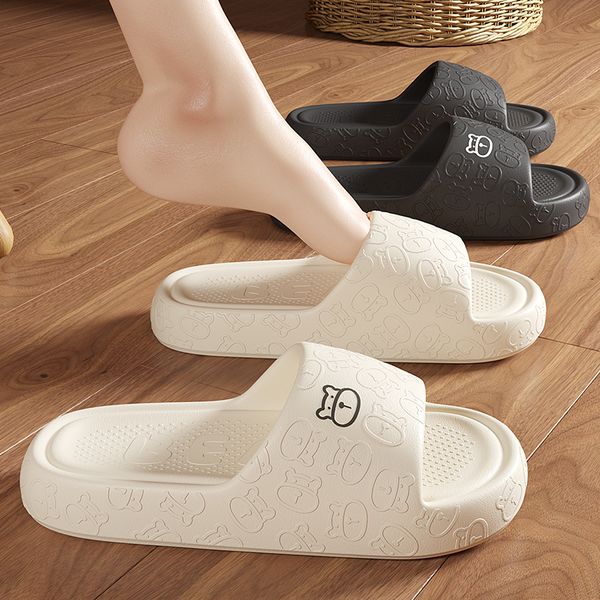 

slippers summer woman solid color nonslip soft eva indoor bathroom slides beach sandals ladies couple shoes 230224, Black
