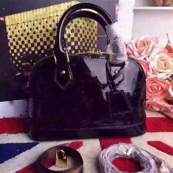 

alma bb shell bag women patent leather flower embossed shoulder bags with lock crossbody bag handbags 329t