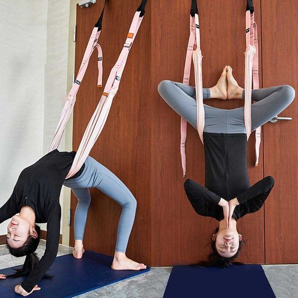 

yoga stripes flexible gym hanging inversion swing aerial yoga hammock stretcher band belt health yoga training accessories j0226