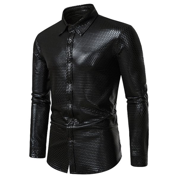 

men's casual shirts mens beachwear diamond shirts men classic t shirts for men autumn winter single breasted casual dancing lapel down, White;black
