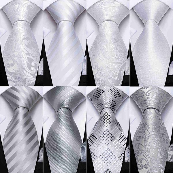 

neck ties dibangu designer white gray sliver men's ties hanky cufflinks set silk neck ties for men wedding party business mens tie j230, Blue;purple