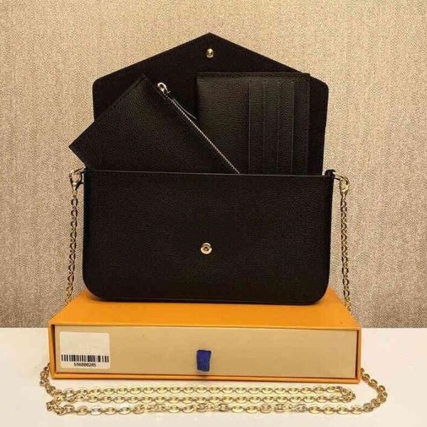 

designers pochette 3 pcs/set wallets crossbody bag women embossing leather handbags luxurys womens chain shoulder purse