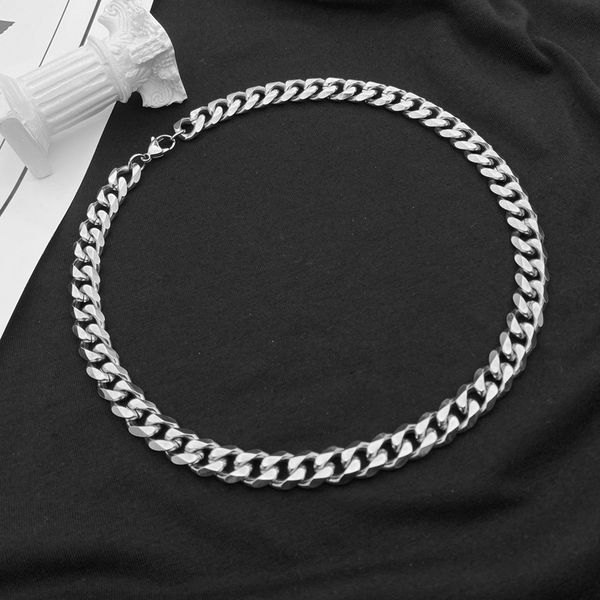 

10mm wide designer jewelry luxury high end silver necklace pendant fashion necklace men and women classic hip hop cuban chain accessories