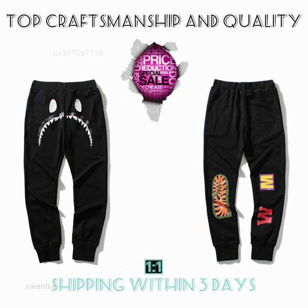 

craftsmanship mens pants designers pant men and women shark trousers apes sweatpants sports joggers cargo tech luminous camouflage nqd2, Black