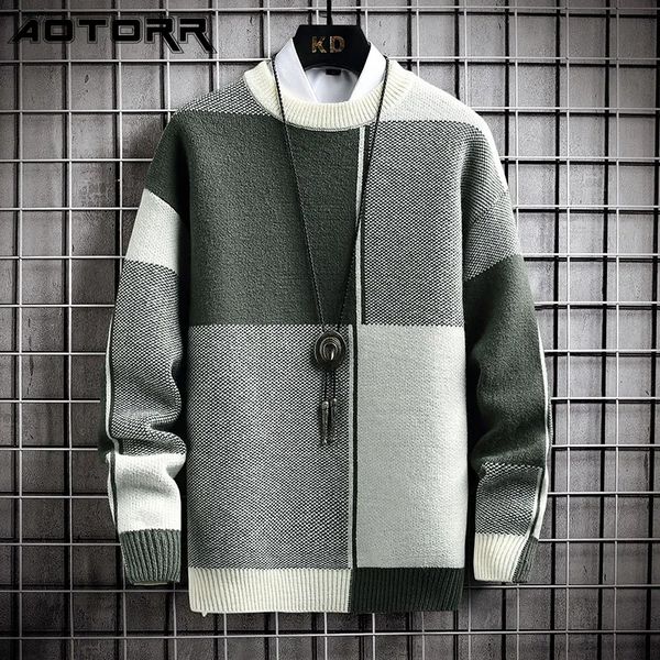 

men's t-shirts winter warm sweater men half turtleneck pullover street patchwork sweaters mens autumn casual loose knitted 230225, White;black