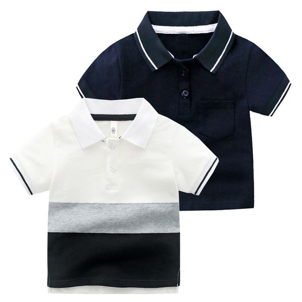 

tshirts elegant summer children polo shirt boys tshirts cotton fabric tees kids clothes 230225, Blue