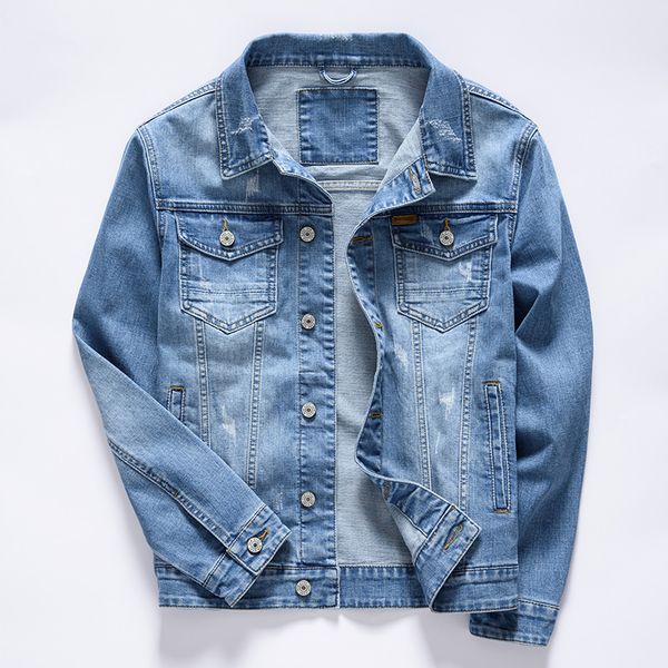 

men's jackets 3 colors classic style men's vintage blue denim jacket spring and autumn stretch cotton casual jeans coat male brand, Black;brown