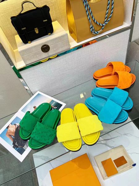 

45 46 women slippers men black scuff flat sandals pool pillow mules sunset padded front strap fashionable easy-to-wear style slides fuchsia