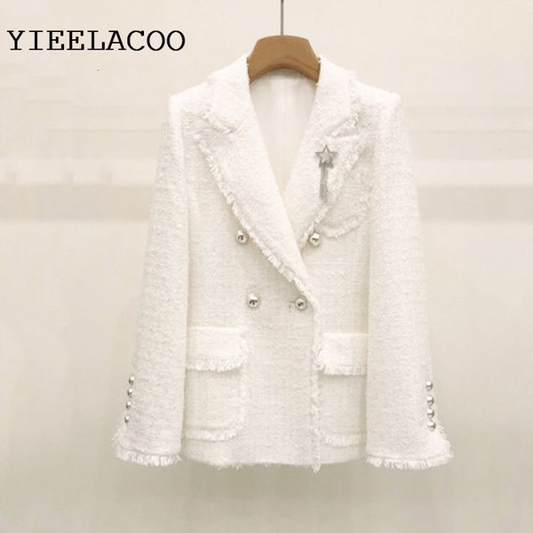 

women s jackets white tweed coat double breasted autumn winter women s jacket small fragrance bright wire braided ladies 230225, Black;brown
