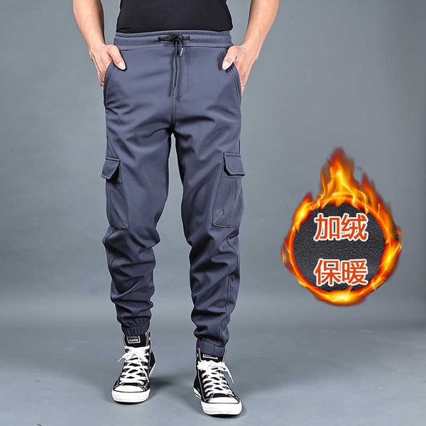 

men's pants winter thick fleece warm stretch causal pants men military softshell waterproof thermal warm cargo pants tactical long trou, Black