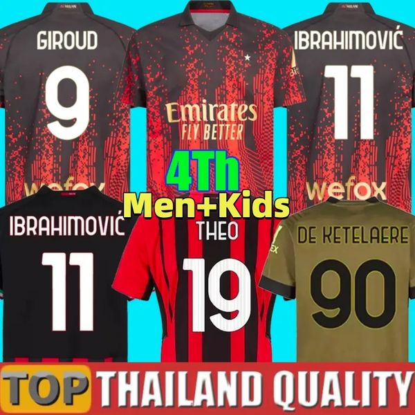 

22/23 ac milans ibrahimovic giroud soccer jerseys 2022 theo brahim tonali 4th shirt romagnoli r.leao s.castillejo kessie saelemaekers bennac, Black;yellow