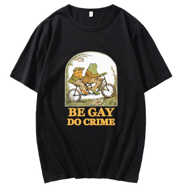 

men's t-shirts harajuku print ride bike frog t-shirt men spring summer short sleeve female black basic street clothing male casual loos, White;black