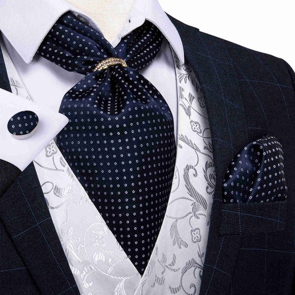 

neck ties new design men silk cravat navy dot formal ascot tie handkerchief set with ring wedding formal self tie necktie dibangu j230225, Blue;purple