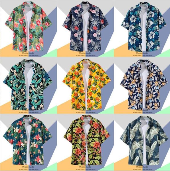 

men's casual shirts print short sleeve shirt summer hawaii beach loose mens singlebreasted casuals for men plus size 3xl 230224, White;black