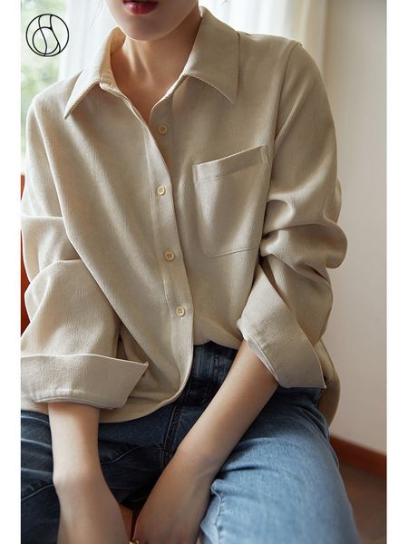 

women's blouses shirts dushu women corduroy shirt women blouse loose casual blouses blue long sleeves button up shirts winter apricot a, White