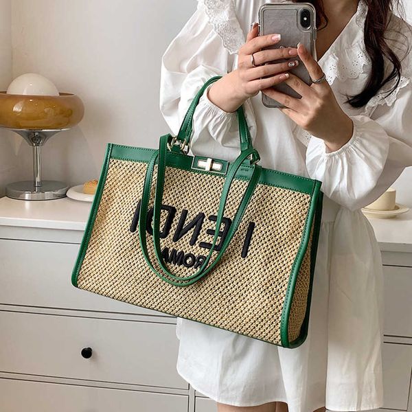 

luxury handbag new large capacity woven tote simple oblique straddle single shoulder baghigh