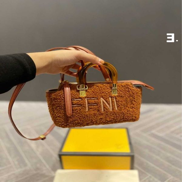 

80% 2023 luxury new autumn and cute wool tortoise handle mini plush one shoulder crossbody handheld pillow boston women's baghigh quali