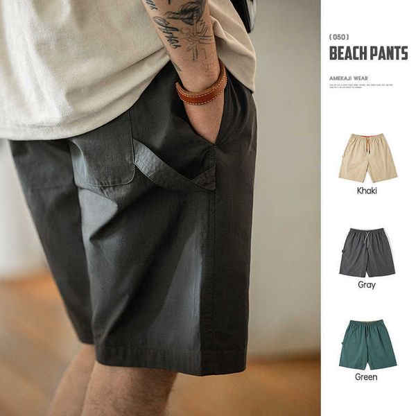 

men's shorts 2022 new maden workwear american casual vintage straight shorts drawstring beach elastic loose breathable oversize short s, White;black