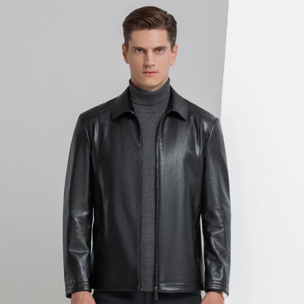

men's jackets yn-2102 men's lapel jacket natural leather jacket spring and autumn sheepskin jacket men 230225, Black;brown