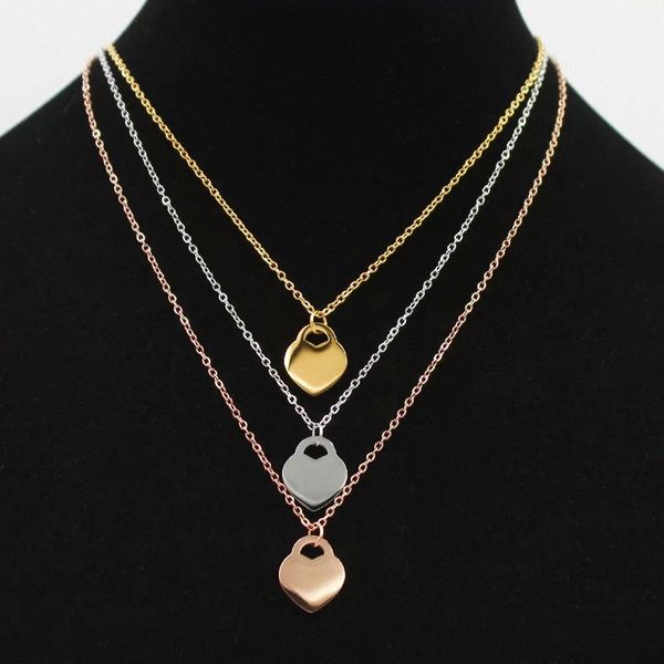 

new style stainless steel fashion t necklace jewelry heart-shaped pendant love necklaces for women's party wedding gifts wholesale p4yx, Silver