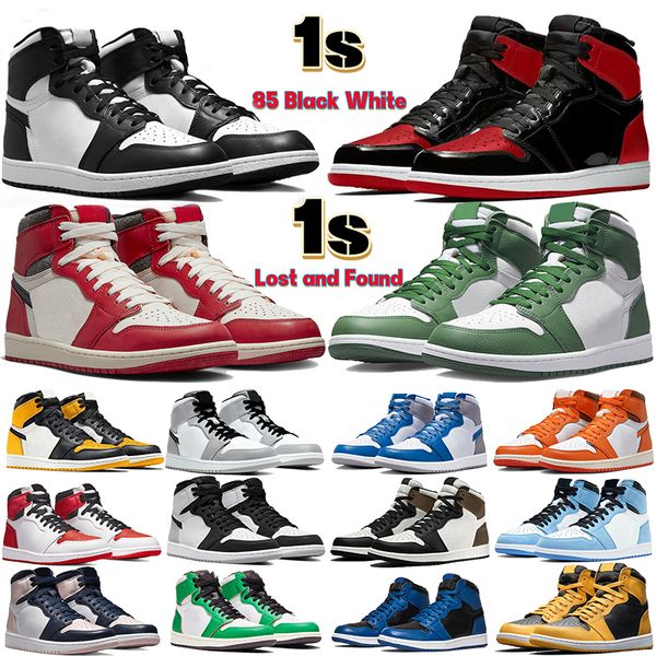 

men 1 1s high og basketball shoes jumpman 85 white black true blue chicago lost and found patent bred designer mens sneakers unc gorge green