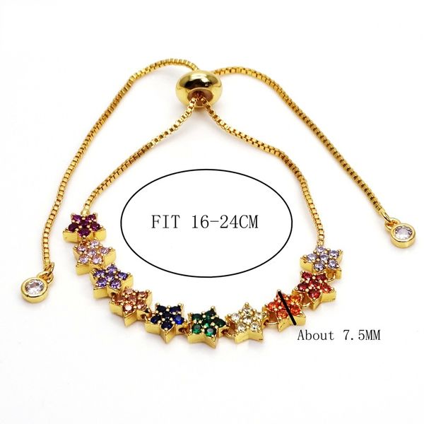 

jewelry bracelet pentagram design gold-plated bracelet women's resize color cz charm bracelet link fashion jewelry, Golden;silver