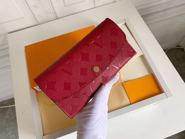 

womens designer wallets luxurys envelope purses for woman embossed flower letter long card holders high-quality fashion small clutch with or, Red;black