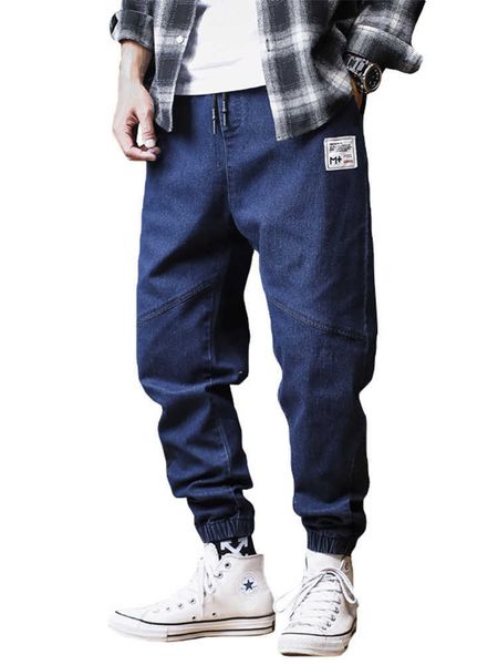 

men's pants plus size jeans men loose joggers streetwear harem jeans cargo pants anklelength denim trousers z0225, Black